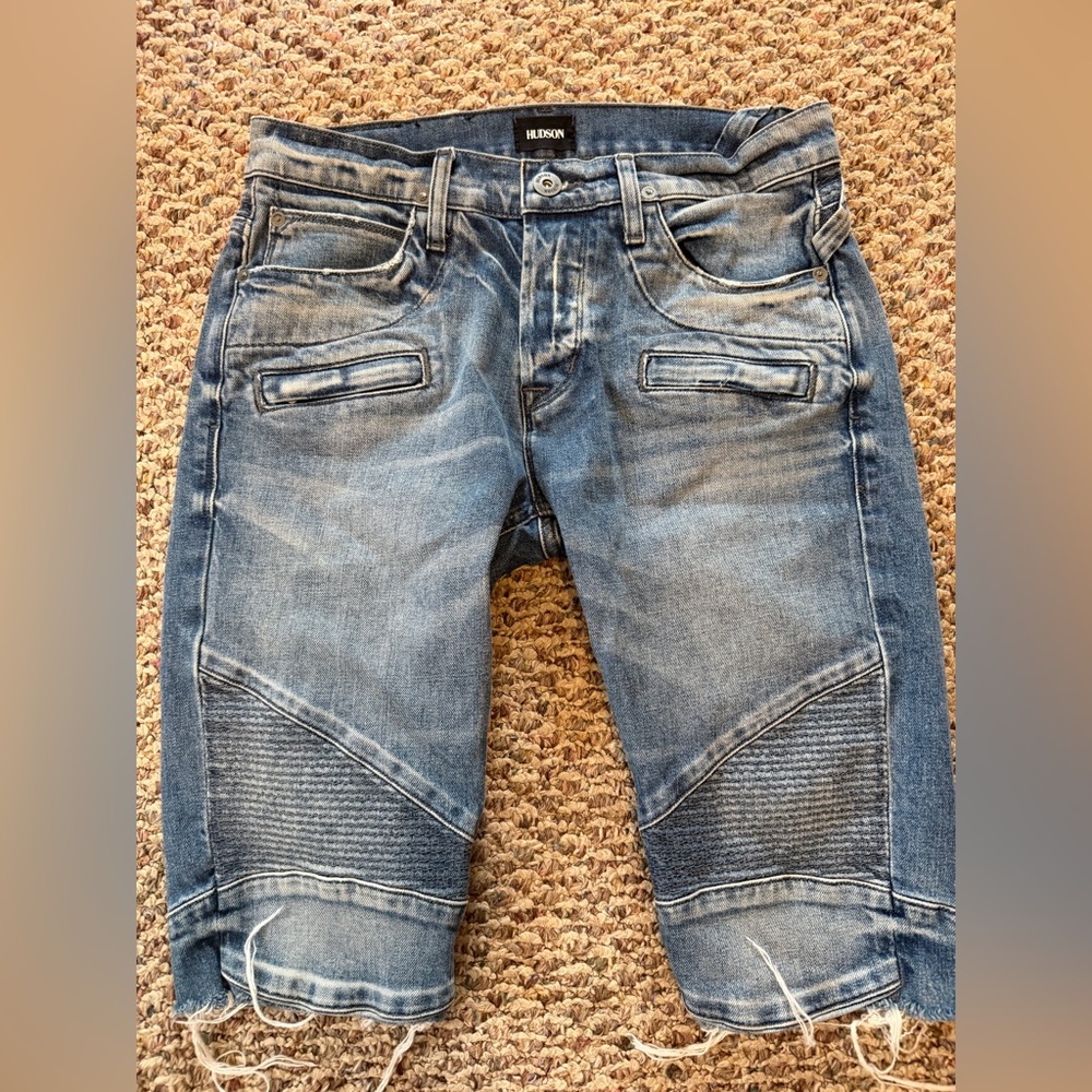 Hudson Jeans Distressed Denim Bermuda Shorts, Size 30